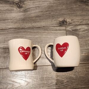 NWOT Demdaco Snuggle Up & Cuddle Up Set Of 2 Coffee/Tea Mugs